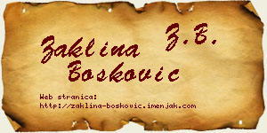 Žaklina Bošković vizit kartica